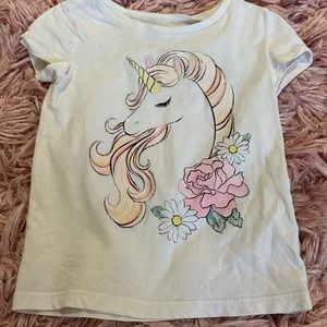 OshKosh B'gosh White Unicorn Tee with Pastel Pink & Yellow Accents